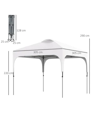 Outsunny 3 x 3(M) Pop Up Gazebo, UPF 50+ Foldable Canopy Tent with Wheeled Carrybag, 4 Leg Weight Bags, Height Adjustable Marque