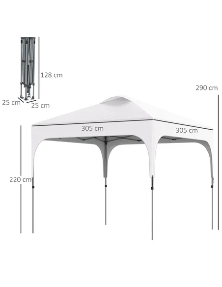 Outsunny 3 x 3(M) Pop Up Gazebo, UPF 50+ Foldable Canopy Tent with Wheeled Carrybag, 4 Leg Weight Bags, Height Adjustable Marque