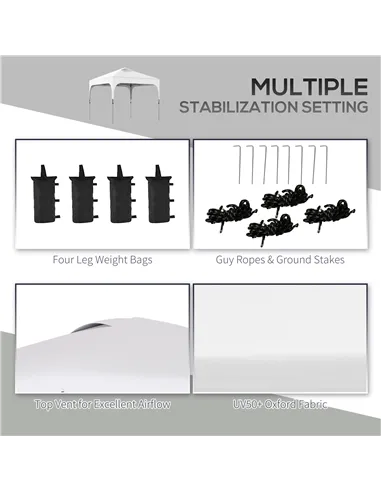 Outsunny 3 x 3(M) Pop Up Gazebo, UPF 50+ Foldable Canopy Tent with Wheeled Carrybag, 4 Leg Weight Bags, Height Adjustable Marque