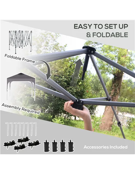 Outsunny 3 x 3(M) Pop Up Gazebo, UPF 50+ Foldable Canopy Tent with Wheeled Carrybag, 4 Leg Weight Bags, Height Adjustable Marque