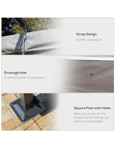 Outsunny 3.5M X 3.5M Metal Pergola Gazebo Awning Retractable Canopy Outdoor Garden Sun Shade Shelter Marquee Party BBQ, Grey