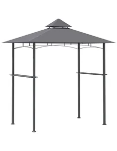 Outsunny 2.5M (8ft) New Double-Tier BBQ Gazebo Grill Canopy Barbecue Tent Shelter Patio Deck Cover - Grey