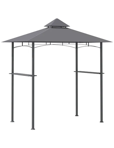 Outsunny 2.5M (8ft) New Double-Tier BBQ Gazebo Grill Canopy Barbecue Tent Shelter Patio Deck Cover - Grey