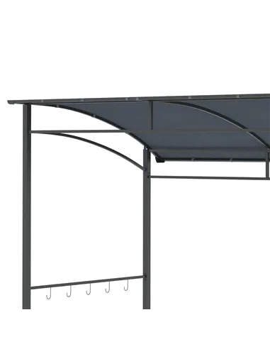 Outsunny 2.2 x 1.5 m BBQ Grill Gazebo Tent, Garden Grill with Metal Frame, Curved Canopy and 10 Hooks, Outdoor Sun Shade, Grey