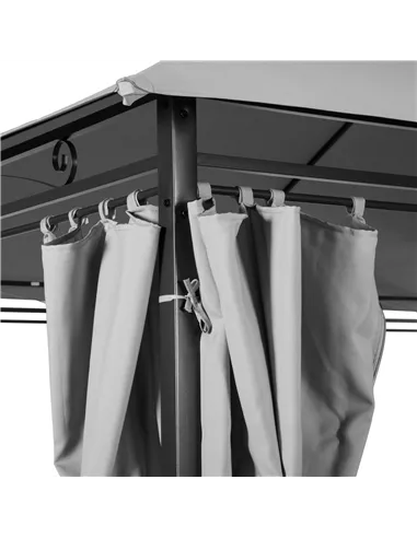 Outsunny 4m x 3(m) Metal Gazebo Canopy Party Tent Garden Pavillion Patio Shelter Pavilion with Curtains Sidewalls, Dark Grey