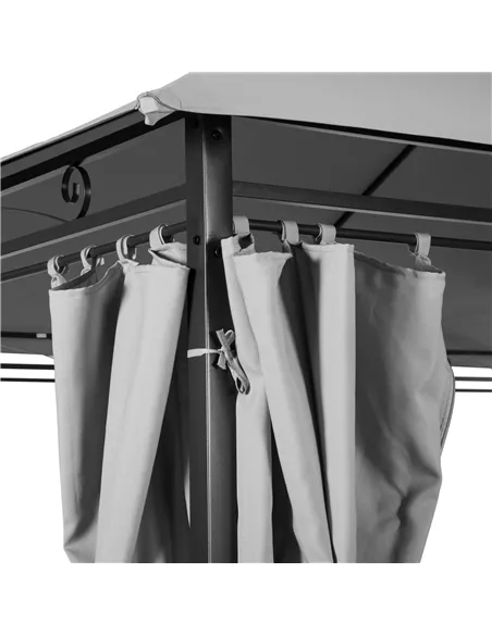 Outsunny 4m x 3(m) Metal Gazebo Canopy Party Tent Garden Pavillion Patio Shelter Pavilion with Curtains Sidewalls, Dark Grey