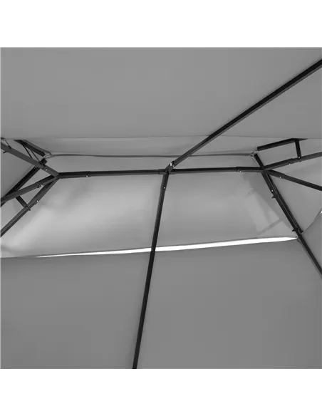 Outsunny 4m x 3(m) Metal Gazebo Canopy Party Tent Garden Pavillion Patio Shelter Pavilion with Curtains Sidewalls, Dark Grey
