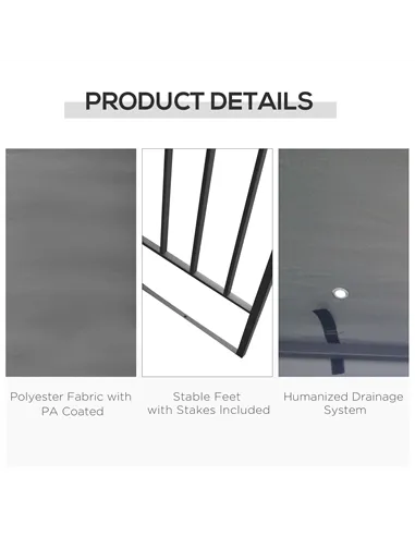 Outsunny 3 x 3m Outdoor Steel Gazebo with 2 Tier Roof, Garden Gazebo Patio Canopy Marquee Shelter with Decorative Steel Frame - 