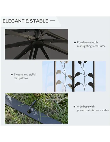 Outsunny 3 x 3(m) Steel Frame Double Roof Garden Gazebo - Grey