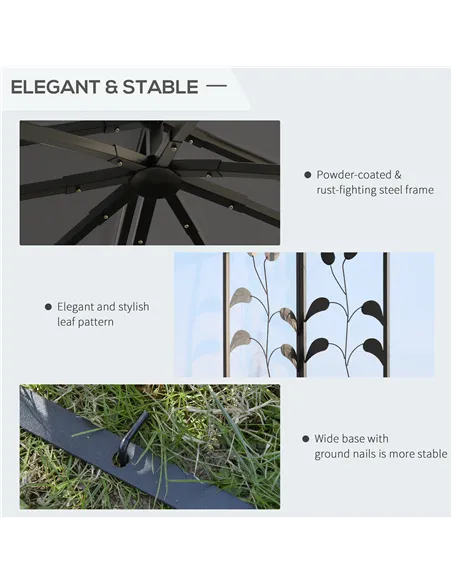 Outsunny 3 x 3(m) Steel Frame Double Roof Garden Gazebo - Grey