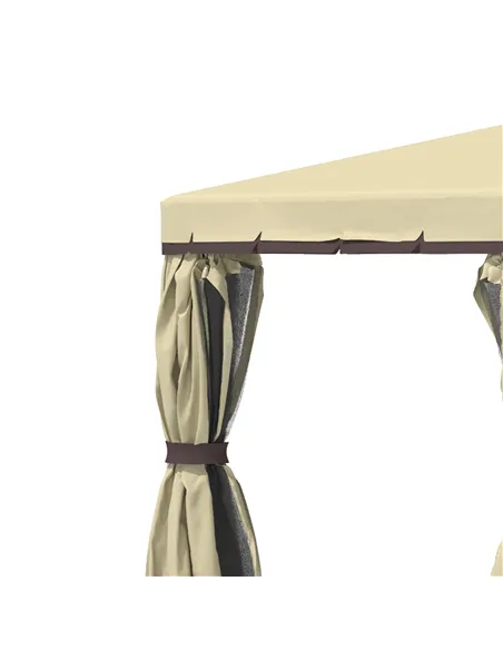 Outsunny 3 x 3(m) Patio Gazebo Canopy Garden Pavilion Tent Shelter with 2 Tier Water Repellent Roof, Mosquito Netting and Curtai