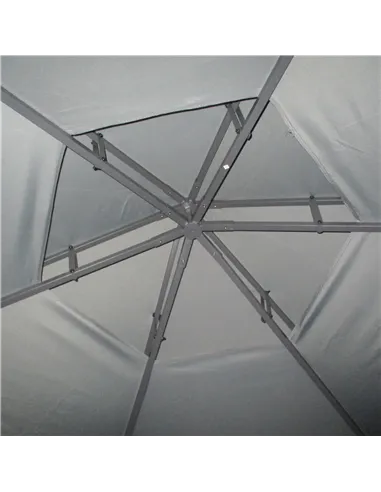 Outsunny 3 x 3(m) Hexagon Gazebo Patio Canopy Party Tent Outdoor Garden Shelter w/ 2 Tier Roof & Side Panel - Grey
