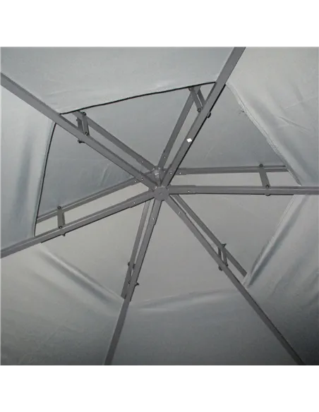 Outsunny 3 x 3(m) Hexagon Gazebo Patio Canopy Party Tent Outdoor Garden Shelter w/ 2 Tier Roof & Side Panel - Grey