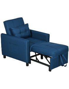 HOMCOM Linen-Look Single Chair Bed - Blue