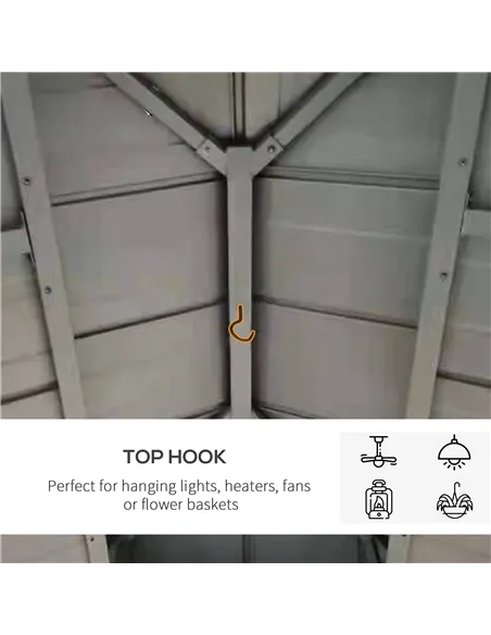 Outsunny 3.5 x 3.5m Outdoor Hardtop Gazebo Canopy with Two-tier Metal Roof and Solid Wood Frame Outdoor Patio Shelter for Patio,