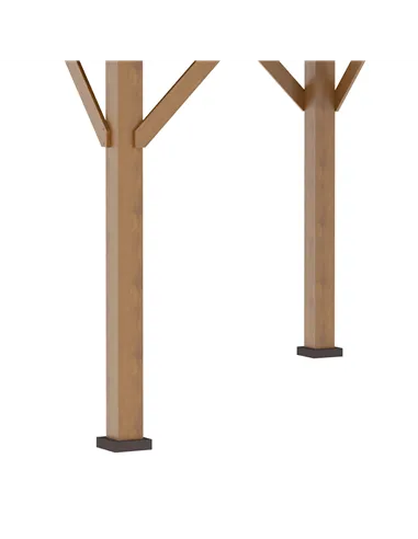 Outsunny 3.5 x 3.5m Outdoor Hardtop Gazebo Canopy with Two-tier Metal Roof and Solid Wood Frame Outdoor Patio Shelter for Patio,