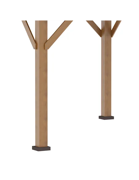 Outsunny 3.5 x 3.5m Outdoor Hardtop Gazebo Canopy with Two-tier Metal Roof and Solid Wood Frame Outdoor Patio Shelter for Patio,