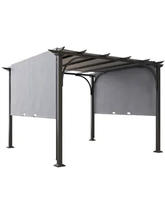 Outsunny 3 x 3(m) Outdoor Pergola, Garden Pergola Gazebo with Adjustable Canopy, Grey