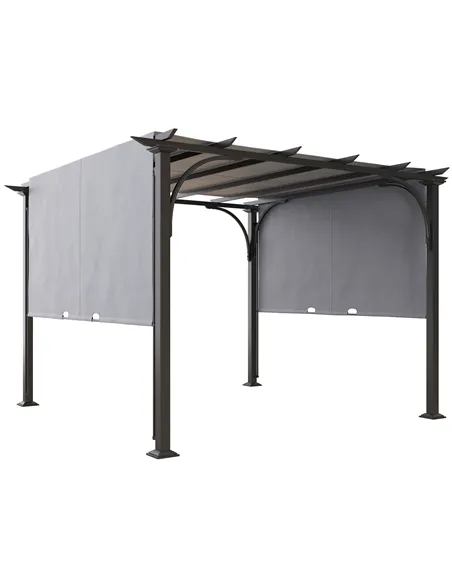 Outsunny 3 x 3(m) Outdoor Pergola, Garden Pergola Gazebo with Adjustable Canopy, Grey