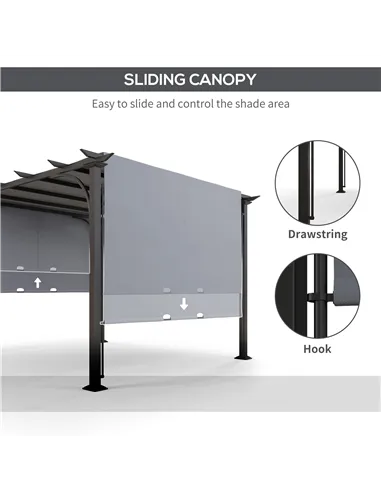 Outsunny 3 x 3(m) Outdoor Pergola, Garden Pergola Gazebo with Adjustable Canopy, Grey