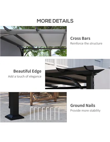 Outsunny 3 x 3(m) Outdoor Pergola, Garden Pergola Gazebo with Adjustable Canopy, Grey