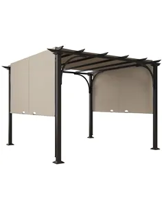 Outsunny 3 x 3(m) Outdoor Pergola, Garden Pergola Gazebo with Adjustable Canopy, Beige