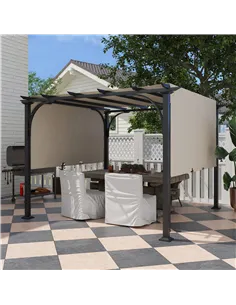 Outsunny 3 x 3(m) Outdoor Pergola, Garden Pergola Gazebo with Adjustable Canopy, Beige 2