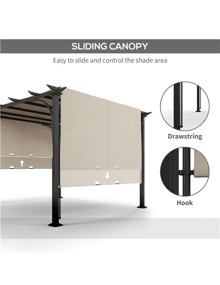 Outsunny 3 x 3(m) Outdoor Pergola, Garden Pergola Gazebo with Adjustable Canopy, Beige