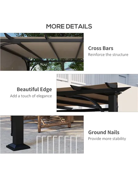 Outsunny 3 x 3(m) Outdoor Pergola, Garden Pergola Gazebo with Adjustable Canopy, Beige