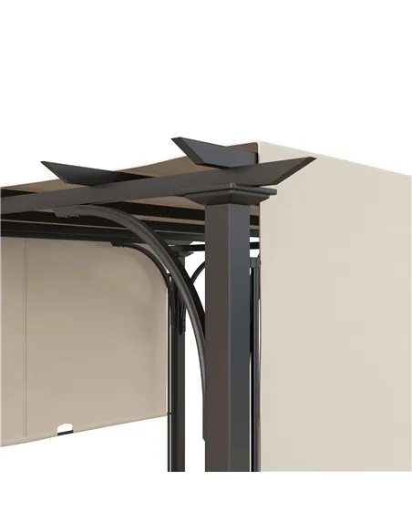 Outsunny 3 x 3(m) Outdoor Pergola, Garden Pergola Gazebo with Adjustable Canopy, Beige