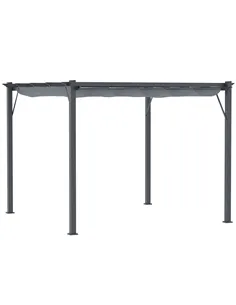 Outsunny 3 x 3 m Aluminum Gazebo, with Retractable Roof - Grey