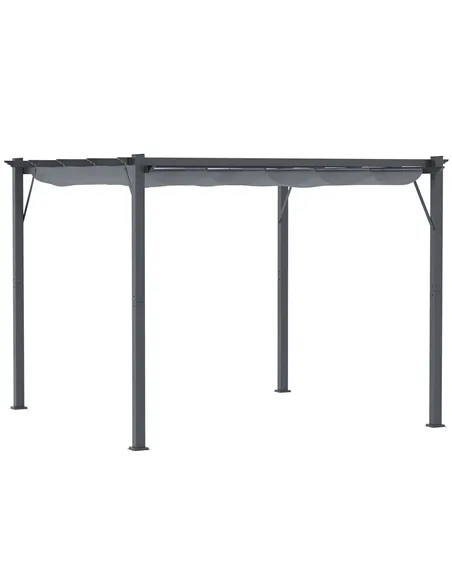 Outsunny 3 x 3 m Aluminum Gazebo, with Retractable Roof - Grey