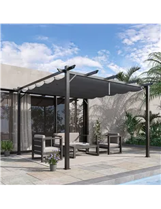 Outsunny 3 x 3 m Aluminum Gazebo, with Retractable Roof - Grey 2