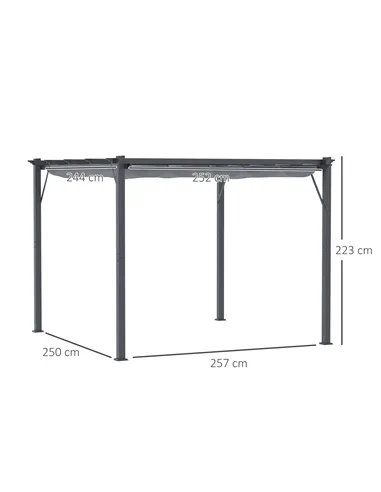 Outsunny 3 x 3 m Aluminum Gazebo, with Retractable Roof - Grey