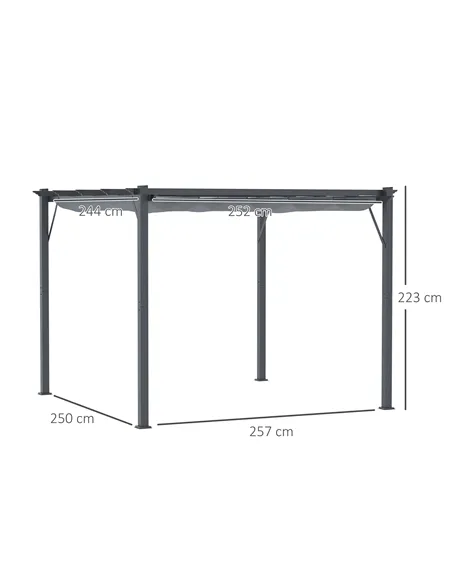 Outsunny 3 x 3 m Aluminum Gazebo, with Retractable Roof - Grey