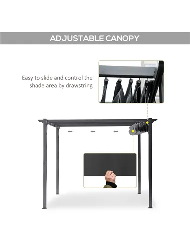 Outsunny 3 x 3 m Aluminum Gazebo, with Retractable Roof - Grey