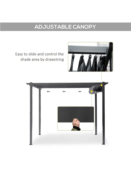 Outsunny 3 x 3 m Aluminum Gazebo, with Retractable Roof - Grey