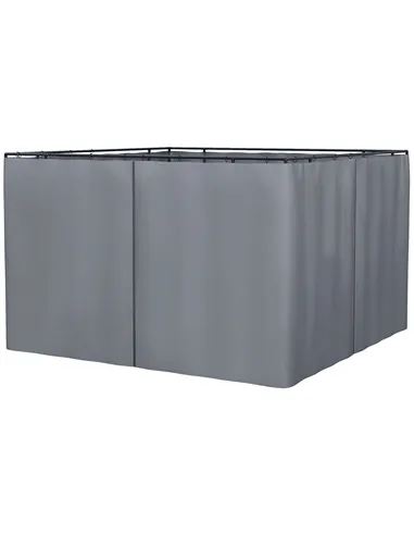 Outsunny Replacement Gazebo Curtains 4-Panel Sidewalls with Zipper for 3 x 3 (M) Yard Gazebos Canopy Tent, Dark Grey