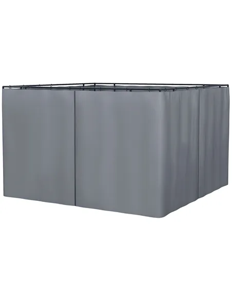 Outsunny Replacement Gazebo Curtains 4-Panel Sidewalls with Zipper for 3 x 3 (M) Yard Gazebos Canopy Tent, Dark Grey