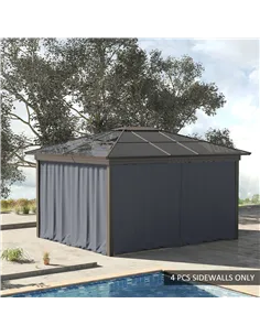 Outsunny Replacement Gazebo Curtains 4-Panel Sidewalls with Zipper for 3 x 3 (M) Yard Gazebos Canopy Tent, Dark Grey 2