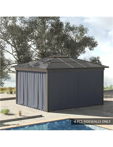 Outsunny Replacement Gazebo Curtains 4-Panel Sidewalls with Zipper for 3 x 3 (M) Yard Gazebos Canopy Tent, Dark Grey