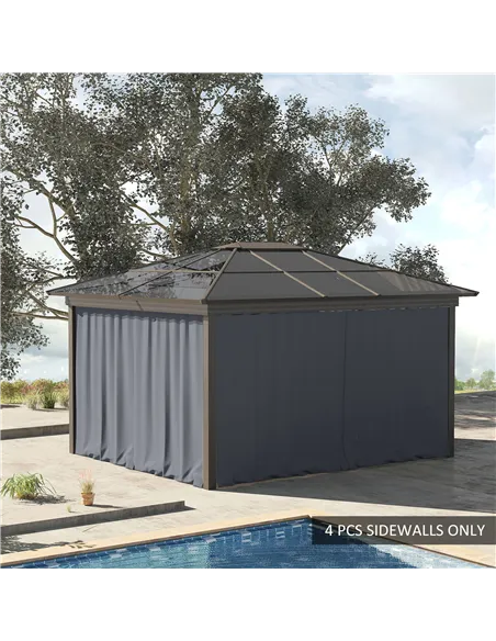 Outsunny Replacement Gazebo Curtains 4-Panel Sidewalls with Zipper for 3 x 3 (M) Yard Gazebos Canopy Tent, Dark Grey