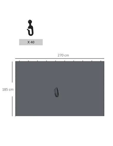 Outsunny Replacement Gazebo Curtains 4-Panel Sidewalls with Zipper for 3 x 3 (M) Yard Gazebos Canopy Tent, Dark Grey