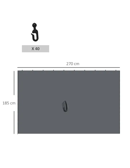 Outsunny Replacement Gazebo Curtains 4-Panel Sidewalls with Zipper for 3 x 3 (M) Yard Gazebos Canopy Tent, Dark Grey