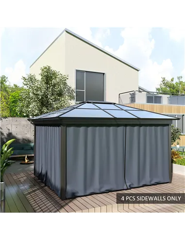 Outsunny Replacement Gazebo Curtains 4-Panel Sidewalls with Zipper for 3 x 3 (M) Yard Gazebos Canopy Tent, Dark Grey