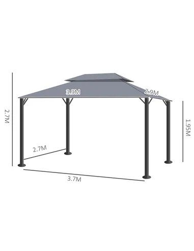 Outsunny 3 x 4m Aluminium Garden Gazebo, Marquee Canopy Shelter Pavilion Party Tent with Nets and Curtains for Garden and Deck, 