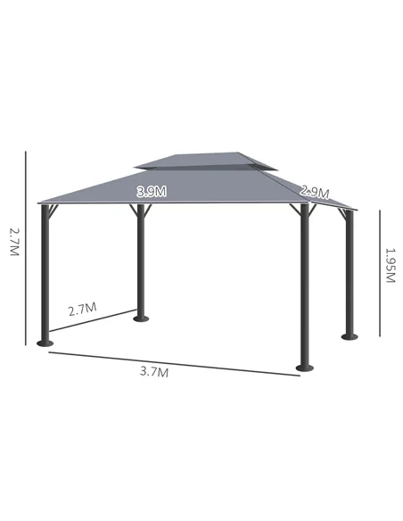 Outsunny 3 x 4m Aluminium Garden Gazebo, Marquee Canopy Shelter Pavilion Party Tent with Nets and Curtains for Garden and Deck, 