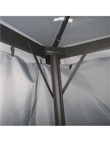 Outsunny 3 x 4m Aluminium Garden Gazebo, Marquee Canopy Shelter Pavilion Party Tent with Nets and Curtains for Garden and Deck, 