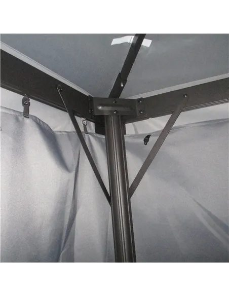 Outsunny 3 x 4m Aluminium Garden Gazebo, Marquee Canopy Shelter Pavilion Party Tent with Nets and Curtains for Garden and Deck, 