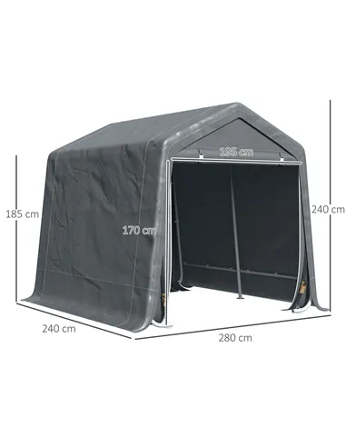 Outsunny 9 X 7.5ft Temporary Outdoor Equipment Shed - Dark Grey